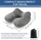 Inflatable Travel Pillow for Airplane Inflatable Neck Pillow for Traveling with Soft Velvet Washable Cover for Sleeping, Airplane,Train, Car, Office, Contoured Eye Masks, Earplugs
