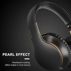 LORELEI X6 Over-Ear Headphones With Microphone, Lightweight Foldable & Portable Stereo Bass With 1.45M No-Tangle Wired for Smartphone Tablet MP3/4 (Black-Gold)