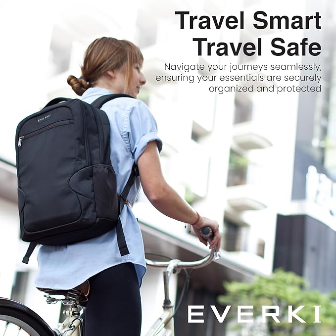 EVERKI Studio Slim Laptop Backpack for Men & Women, Lightweight & Softly Padded With Corner Protection, Trolley Handle, High Contrast Lining, Made of Recycled Materials (14 Liters Capacity)
