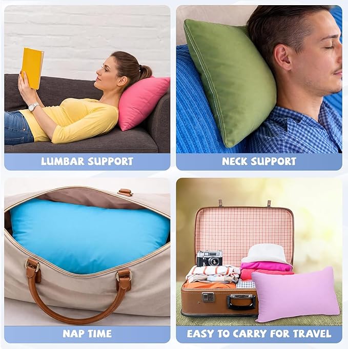 Kigley 6 Pack Mini Pillows for Daycare 9.1 x 13.8'' Small Travel Soft Breathable Cotton Pillow for Kids School Nap Travel Pet Neck Lumbar Purse Insert (Macaron Colors)