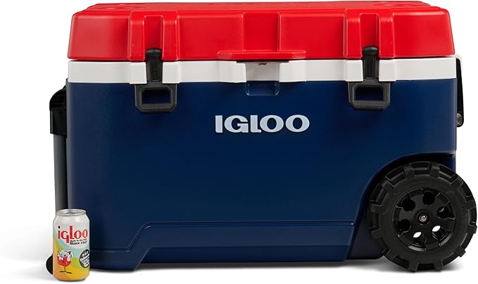 Igloo Trailmate 75Qt Wheeled Cooler, Insulated Hard Shell Ice Chest, Americana
