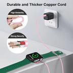 𝟐𝟎𝟐𝟔 𝐔𝐩𝐠𝐫𝐚𝐝𝐞𝐝 for Apple Watch Charger Magnetic Fast Charging Cable [Portable] Magnetic Wireless Charging Compatible with iWatch Series Ultra/10/9/8/7/6/SE/5/4/3/2-[3.3FT] Pink