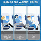 Plane Foot Hammock for Travel, Adjustable Airplane Foot Rest for Long Flights, Portable Leg Hammock for Airplane, Essential Travel Accessories, 2 Pack, Black