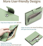 RFID Leather Passport Holder for Travel Women – Slim Passport Wallet with 1 Passport Slot & 3 Card Slots, Zippered Coin Pocket & SIM Slot – Travel Passport Cover Case (Light Green)