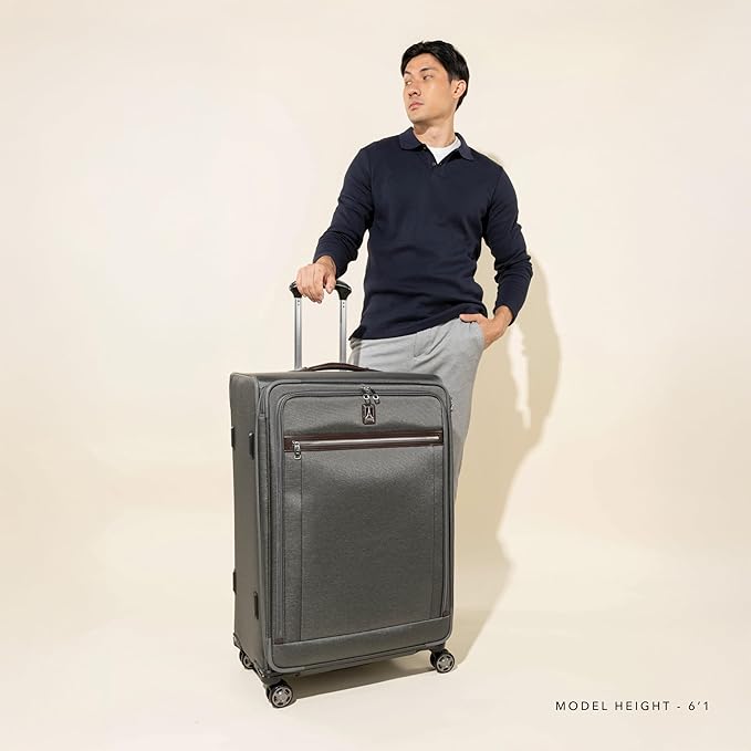 Travelpro Platinum Elite Softside Expandable Checked Luggage, 8 Wheel Spinner Large Suitcase, TSA Lock, Men and Women, True Navy Blue, Checked Large 29-Inch