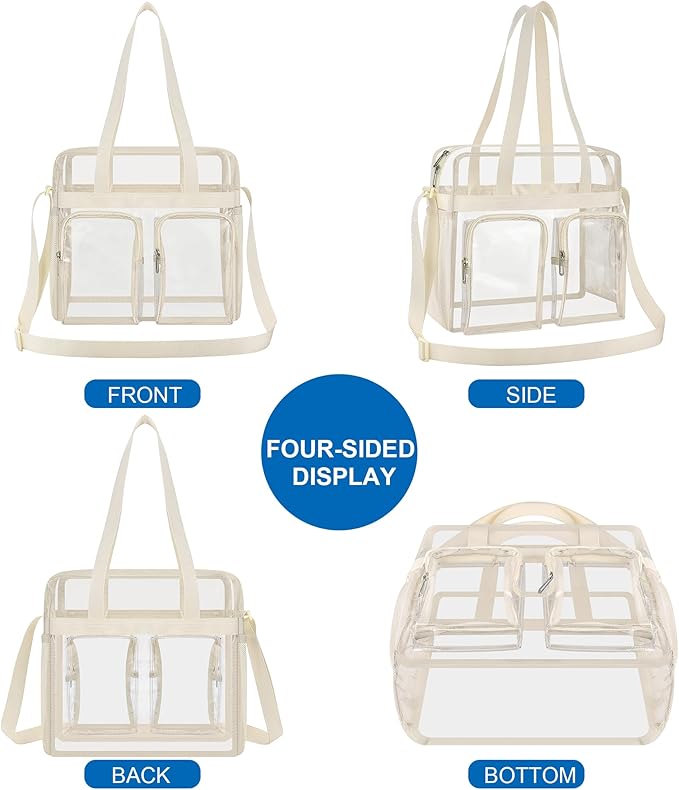XCU Clear Bag for Stadium Events 12x6x12 Large Clear Tote Bag Transparent Lunch Bag Adjustable Straps for Concert Sports Work