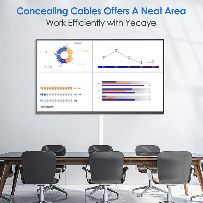 Yecaye 125in Cord Hider, Large Cord Covers for Wires on Wall, Cable Management Kit for Mount TVs, Wire Hider Cable Concealer for Home Office, W1.18in H0.6in, White