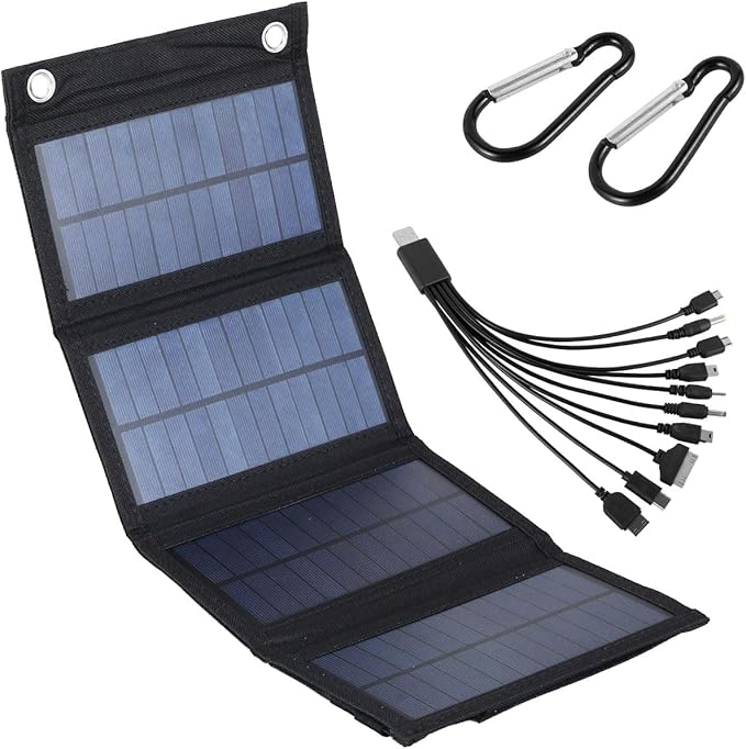 100W Solar Panel Folding Charger IP65 Waterproof USB Solar Power Charger with 2 Hooks & 1 Adapter, Portable SunPower Solar Panel for Camping Power Bank Phone Charger for Outdoor
