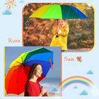 12 Pc Rainbow Umbrella Portable Tri Folded Pride Umbrella Windproof Compact Rain Parasol for Travel Beach Wedding Party