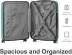 3-Piece Luggage Set 3 (20"/24"/28"), Hardside Suitcases with 8 Spinner Wheels, Scratch-Resistant ABS Shell, set2, set3 Travel Suitcase, TSA Lock (Ribbed Surface, Fresh Green)