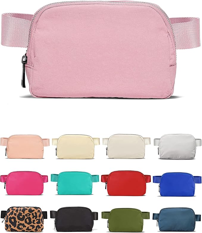 YOSHUYUKI Fanny Pack Crossbody Bag Trendy Waterproof Small Sling Cross Body Purse for Women Men Fashion Waist Packs Mini Belt Pouch Chest Bum Hip Bag Lulu Dupes for Travel Vacation Running Pink