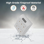 6-Outlet Extender, 3-Prong Grounded Wall Tap Adapter with LED Guide Light, 1875W Multiple Plug Electrical Outlets Splitter for Home, Office, Hotel, Travel, ETL Listed, Cruise Essentials, White