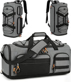 Searock 45L Gym Bag for Men, 3-In-1 Duffle Bag Backpack for Travel, Sports Duffel Bags for Gym Workout, Weekender Overnight Bag with Shoe Compartment, Wet Pocket, Dark Gray