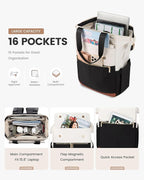 LOVEVOOK Laptop Backpack for Women, 15.6 Inch Work Laptop Bag with USB Port, Fashion Teacher Nurse Backpack Purse, Waterproof Travel Computer Backpack with Organizer Bag, 2PCS, Beige-Black