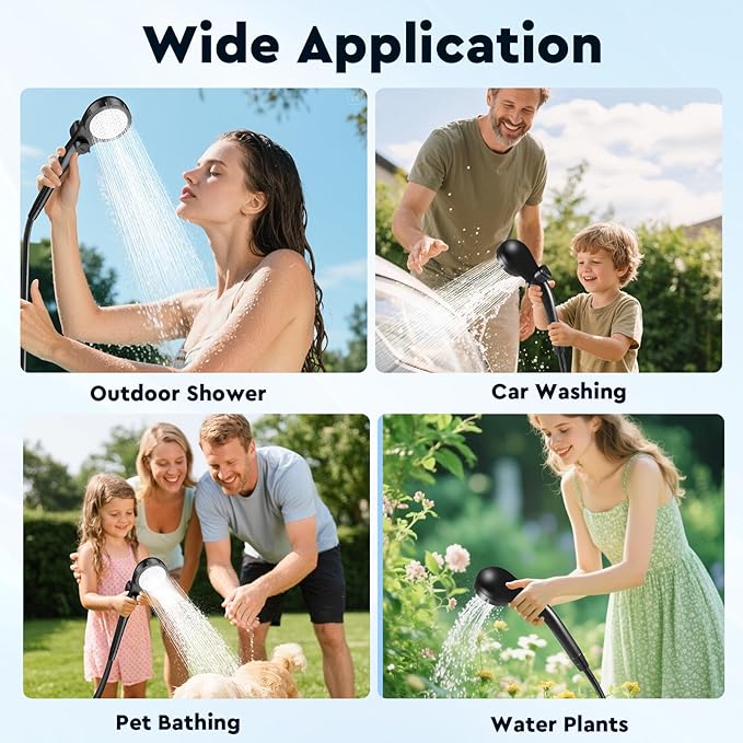 Fotgear Portable Camping Shower - 6000mAh Rechargeable Outdoor Shower with LED Display - IPX7 Waterproof Camping Shower Kit for Hiking, Travel, Car Washing, RV, Pet Bath
