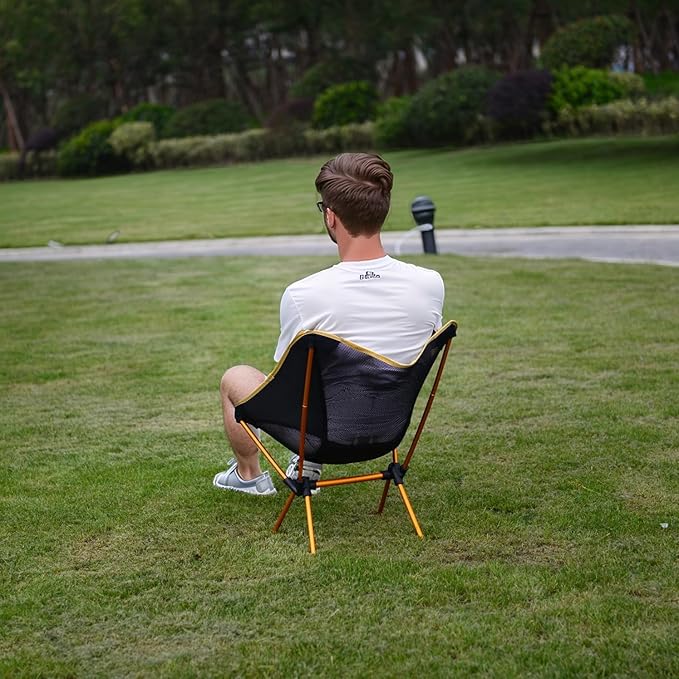 Wind Tour Portable Camping Chair Lightweight Foldable Outdoor Chair for Hiking Camp Backpacking Lawn Beach Fishing Picnic with Carry Bag (Silver - Ultra Light)