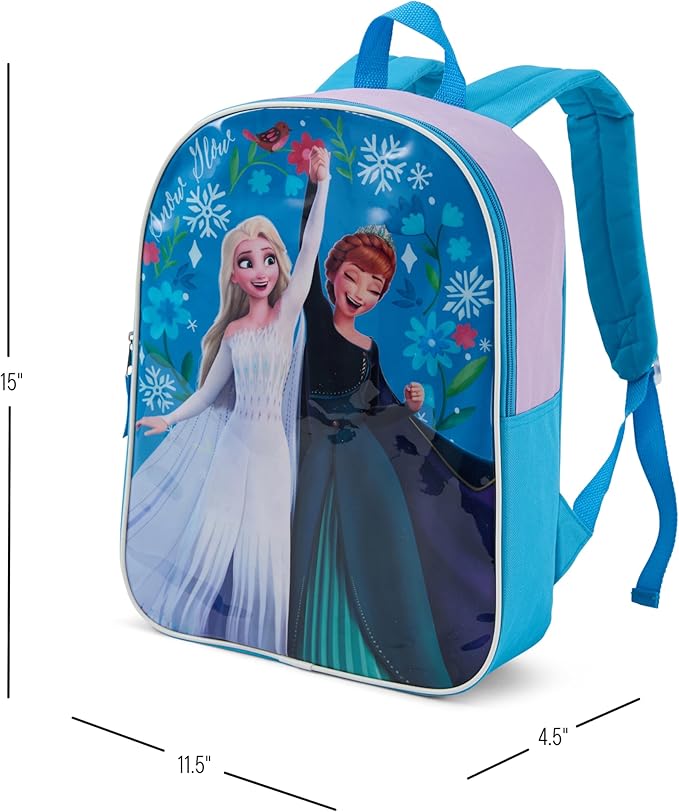 Disney Frozen Backpack for Kids - Cute & Durable Kids Backpack for Girls with Padded Straps & Zip Compartment - Ideal Toddler Bookbag for School & Travel - 15”