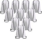 BeeGreen White Drawstring Backpack Bags Bulk 10 Pack X-Large 22.4" L x 17.5" W Sports Cinch Sackpack Gym String Bags Machine Washable Heavy Duty for Men Women