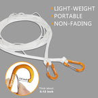Vigorport Portable Travel Clothesline, Windproof Clothesline with Hang Hole, Indoor and Outdoor Clothes Line for Camping, Hotel, Backyard, Cruise Ship (White, 16.5Ft)