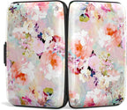 Credit Card Holder, Mini Aluminum Card Wallet RFID Blocking Slim Metal Hard Card Case for Women Men, Pink Flowers