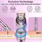 Hair Removal Epilator for Women, 2-in-1 Epilation System Device, Facial Hair Remover, Plucker for Face, Lip, 18 Carat Gold Plated Head, All Ages and Skin Types,with Pouch, Brush