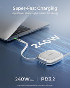 TALIX Fast Charging Power Bank Bundle, 125W 12800mAh Laptop Battery Pack with 240W USB-C Retractable Cable, 3-Port PD Charger for MacBook iPhone 17 Samsung Lenovo Travel