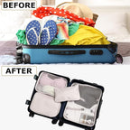 LANSKLBD 6 Set Packing Cubes for Travel, Luggage Organizers with Shoe & Toiletry Bags, Lightweight Suitcase Organizer for Carry-On, Washable Laundry Bags (Beige)
