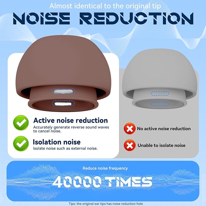 4 Pairs Replacement Ear Tips for AirPods Pro 2nd/1st Generation with Portable Storage Box & Cleaner Pen,Noise Reduction Holewith & Built-in dust Guard Screen,Silicone EarTips(Light Brown)