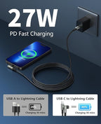 USB C to Lightning Cable 10FT [Apple MFi Certified] 3Pack Long iPhone Charger Cable 90 Degree i Phone Fast Charging Nylon Braided USB Lightning Cable for iPhone 14/13/12/11/Pro/Max/Plus/8/7/6/5S