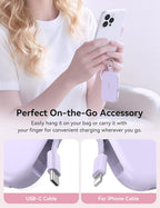 RORRY CharmGo Portable Charger, 5000mAh Portable Charger Power Bank with Built-in Cables, Travel Keychain Charger Battery Pack for iPhone 17/16/15/14/13/12, for AirPods 2/3/4/Pro, Purple