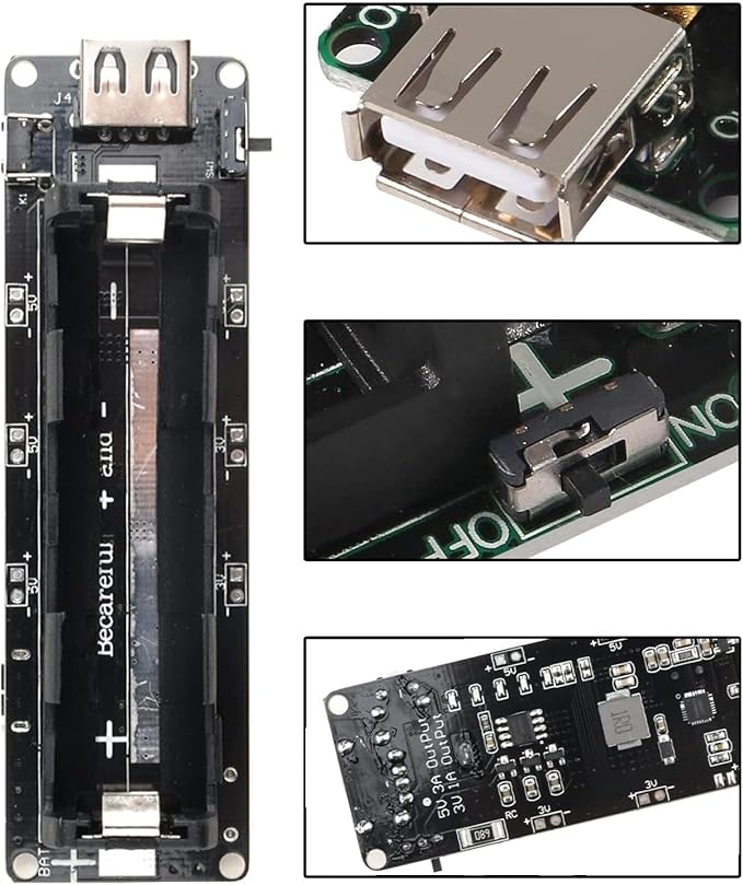 diymore 1865O Battery Holder Li-ion Battery V3 Shield 1 Holder 3V/1A 5V/2A USB Power Bank Battery Charging Module Power Bank Battery Charging Module for Raspberry Pi and Arduino (3pcs)