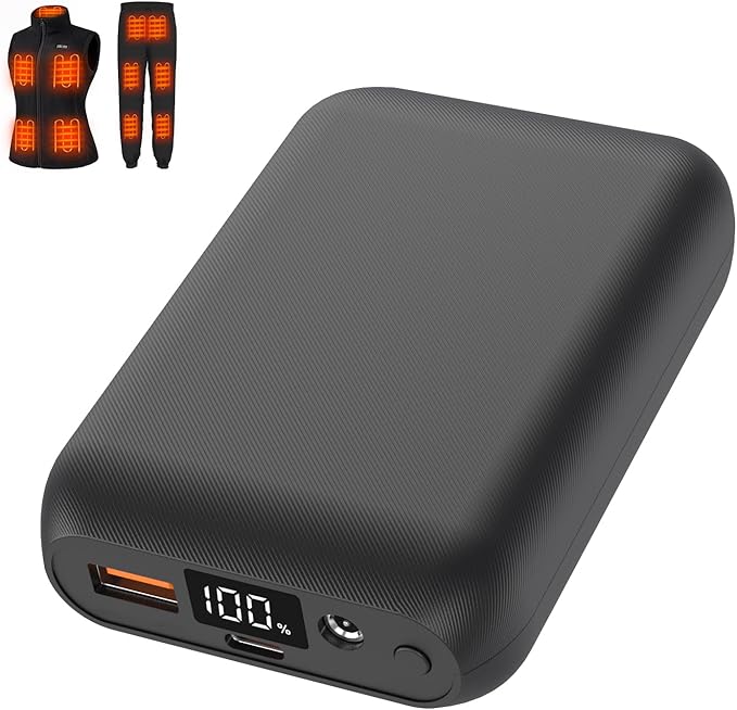 Heated Vest Battery Pack 7.4V 16000mAh Compatible with ORORO, Battery Pack for Heated Vest, LED Rechargeable Power Bank for TODWARM, for Vestego, for Weamest