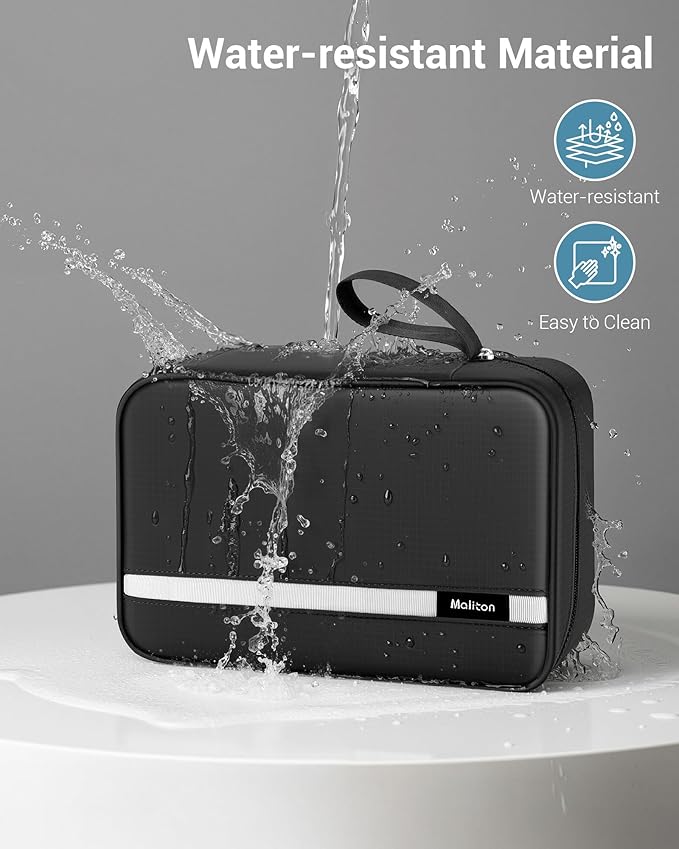 Maliton Toiletry Bag for Men & Women Travel Toiletry Bag Hanging Toiletry Bag Hygiene Bag with 4 Compartments Waterproof Bathroom Shower Bag for Traveling(Black)