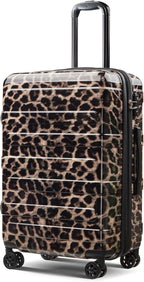Tolino Carry on Luggage Checke Airline Approved,24 Inch Hardside Suitcase with Wheels TSA Lock, PC+ABS Lightweight Carry on Suitcases for Women and Men Cheetah Print