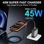 Phone 17 16 Pro Max Charger Fast Charging, 45W USB C Phone 17 16 Super Fast Charger Block with 6.6ft Long Type C Charging Cable Cord for i.Phone 17 Pro Max/17 Pro/17 Air/17/16/16Pro/16 ProMax /-Black