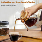 Coffee Pour Over 20.3oz 600ml High Borosilicate Glass Pour Over Coffee Maker Set Camping with Reusable 304 Stainless Steel Filter Hand Brew Carafe Drip Suitable for Electric Ceramic Stove
