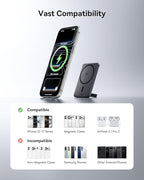 Baseus Picogo Power Bank, Smallest Qi2 Certified 15W MagSafe Portable Charger, 0.5" Ultra Slim 5000mAh Magnetic Battery Pack with Stand, Alloy Wireless Charger for iPhone 17 Pro Max/17 Air/17e Series