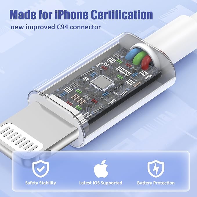 4Pack USB C to Lightning Cable 6FT, Fast Charging Cord for iPhone 14, Replacement for Apple Original Charger Cable for iPhone 14 13 12 11 Pro 11 XS MAX XR 8 7 6s Plus