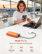 Portable Charger, 45W 20000mAh Power Bank with in/Out Fast Charging USB C Cable, 3W Flashlight, LED Display, Portable Battery Pack Travel Essentials for iPhone 17/16/15, Android Phone, Tablet, Laptop