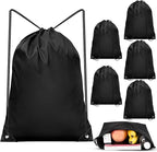 IKAYAS 6Pcs Drawstring Bags Bulk Black Drawstring Backpack, String Backpack Cinch Sack Sport Gym Backpack Bags for Yoga Traviling Outdoor Sports