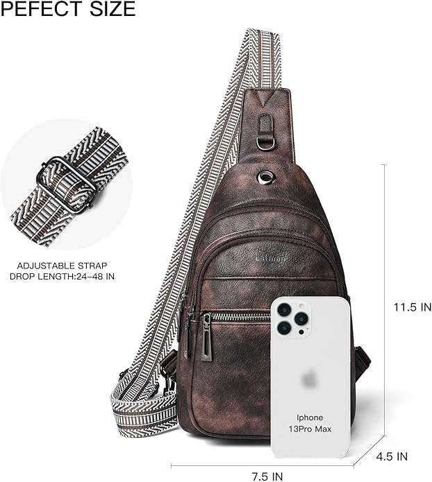 LATMAP Sling Bag For Women Faux Leather Small Casual Daypack Backpack Fanny Pack Crossbody Chest Bags Purse