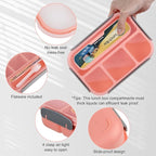 MaMix Bento Box for Kids, Lunch Box Kids, Lunch Containers for Adults,4 Compartment Leak-Proof with Sauce Snack Pot Cutlery (Pink)