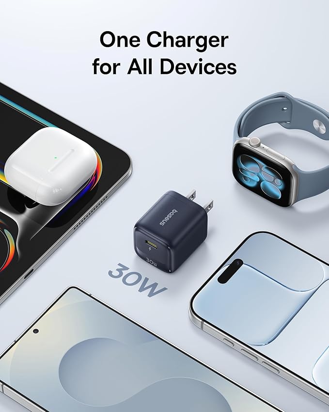 Baseus 30W USB C Charger Block, 2 Pack Fast Charger Type C with USB-C Cable for iPhone 17/16/15 Series, iPad, Galaxy S25 Ultra and More Series