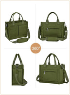 BESBESME Canvas Tote Bag for Women with Zipper & Compartments– Large Work & College Laptop Tote Crossbody Shoulder Bag