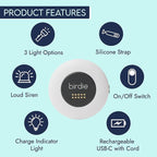 She's Birdie - The Original Personal Safety Alarm Disc for Bikes, Hikes, and Late Nights - Loud Siren, LED Light for Extra Visibility, Rechargeable, Handsfree, Lightweight, Water Resistant (Charcoal)