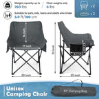 HaSteeL Camping Chair for Adults, Compact Folding Portable Chairs Set with Side Pockets for Outdoors Fishing, Hiking, Backpacking, Picnic, Beach, Travel, Supports to 250lbs, & Storage Bags (Grey)