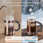 Veken French Press Coffee Maker 21oz 0.6 L, Single Serve Small Pot, Heat Resistant Thickened Borosilicate Glass, Stainless Steel Brewer, Cold Brew Cafetera Teapot for Kitchen Travel Camping, Copper