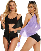 CHICGAL 2 Pieces Women Beach Sarong Bathing Suit Wrap Skirt Sheer Bikini Swimsuit Cover Ups for Swimwear