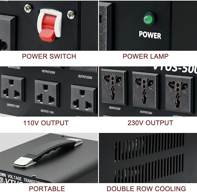 Cantonape Voltage Transformer Converter 3000 Watt Step Up/Down Convert from 110-120 Volt to 220-240 Volt and from 220-240 Volt to 110-120 Volt with 3 US Outlets, 3 Universal Outlets