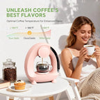 Pod and Grounds Single-Serve Coffee Maker, 2 in 1 One Cup Coffee Machine Compatible with K-Cup Pod & Coffee Grounds/Tea, Compact Design, 4-8oz, Pink
